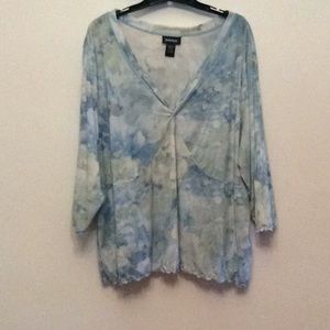 Avenue     Boho Floral Watercolor    Blouse